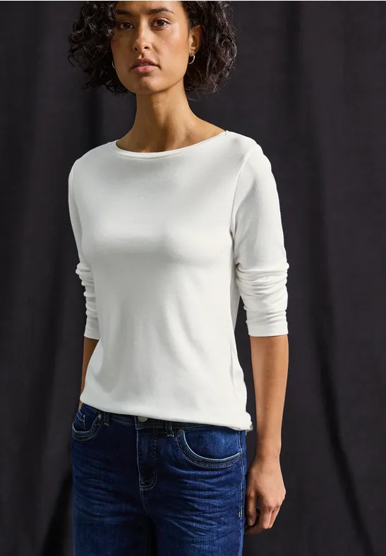 Basic Langarmshirt off white