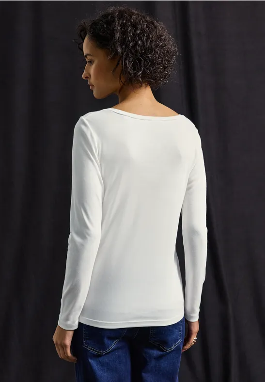 Basic Langarmshirt off white