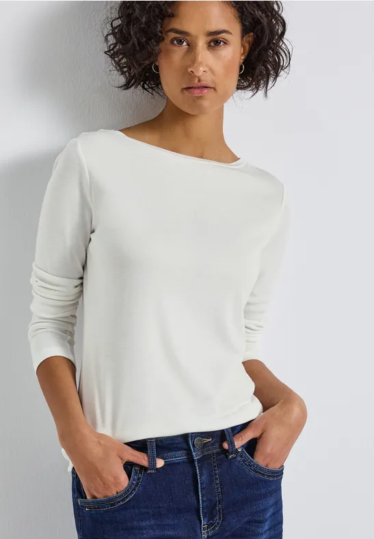 Basic Langarmshirt off white