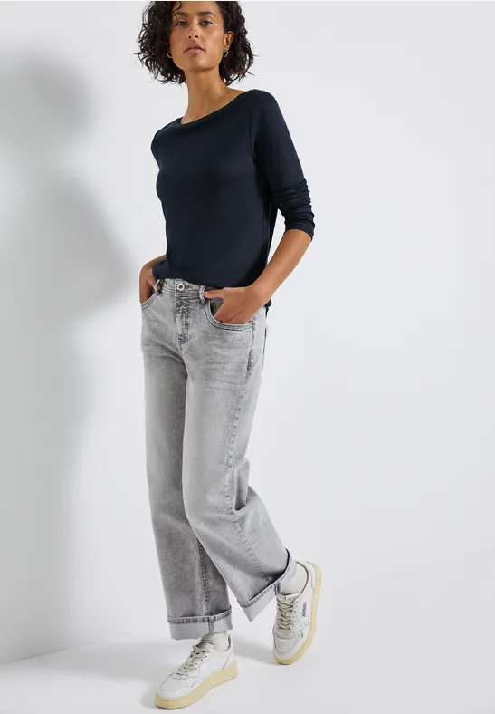 Basic Langarmshirt deep blue