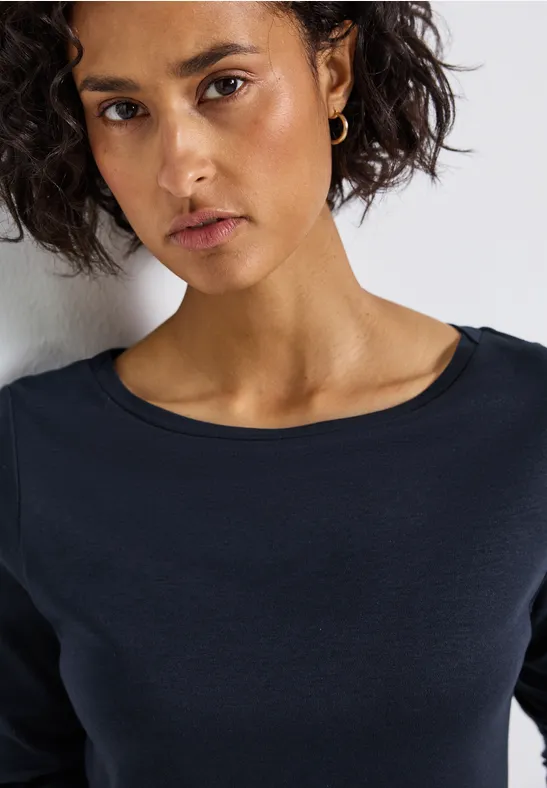Basic Langarmshirt deep blue
