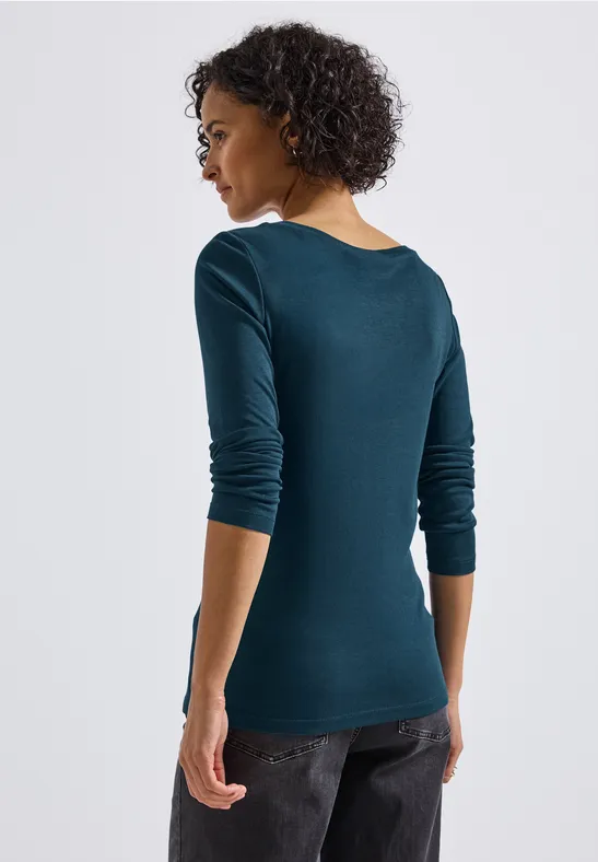 Basic Langarmshirt tide blue