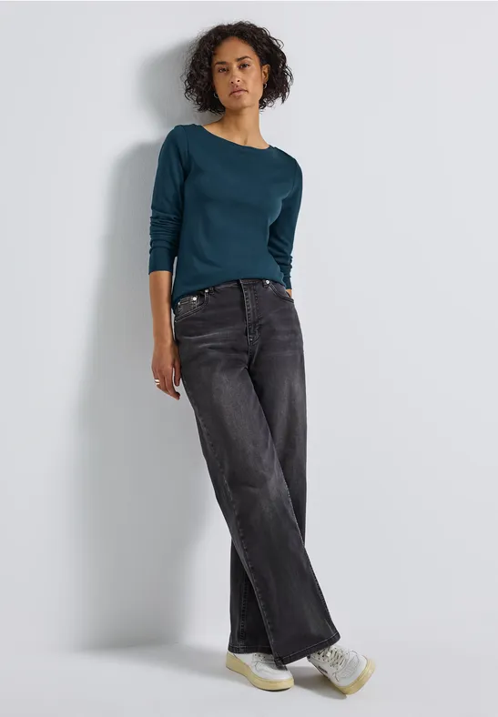 Basic Langarmshirt tide blue