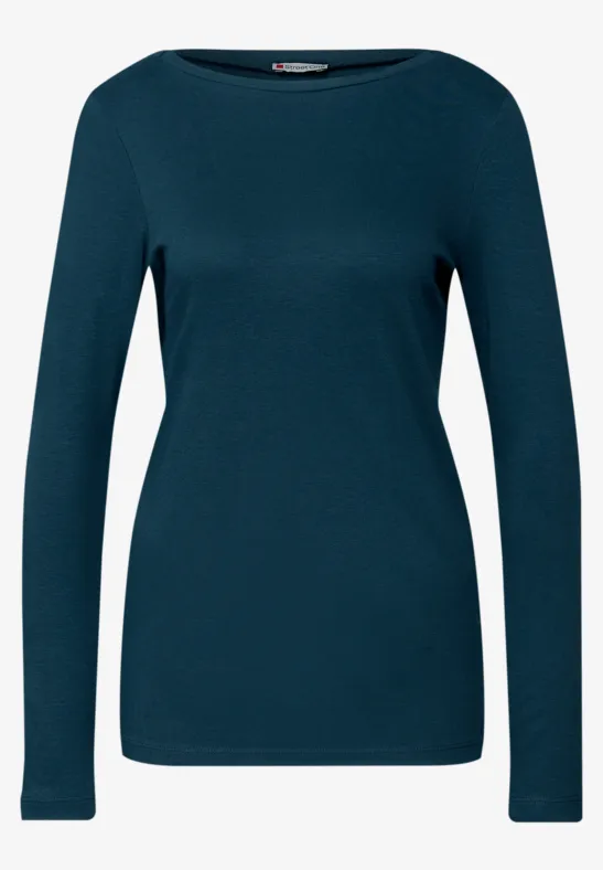 Basic Langarmshirt tide blue