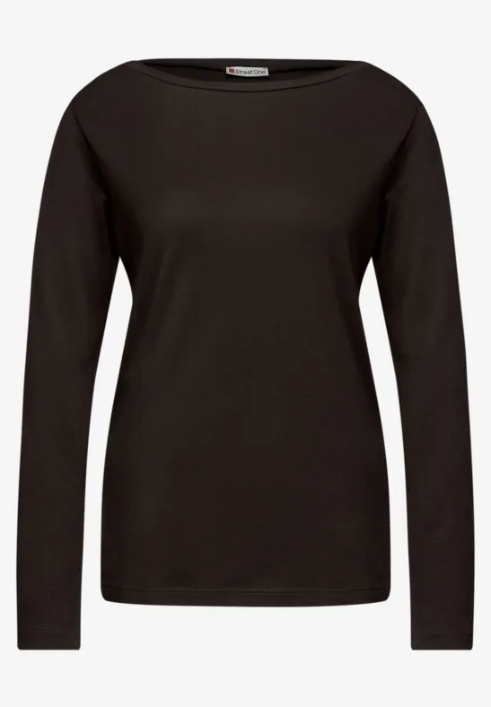 Basic Langarmshirt deep roast brown