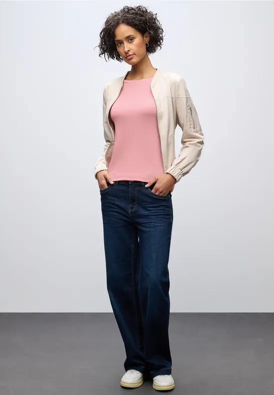 Basic Langarmshirt powder pink