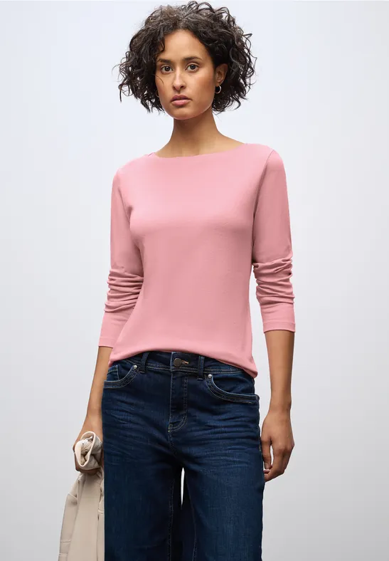 Basic Langarmshirt powder pink
