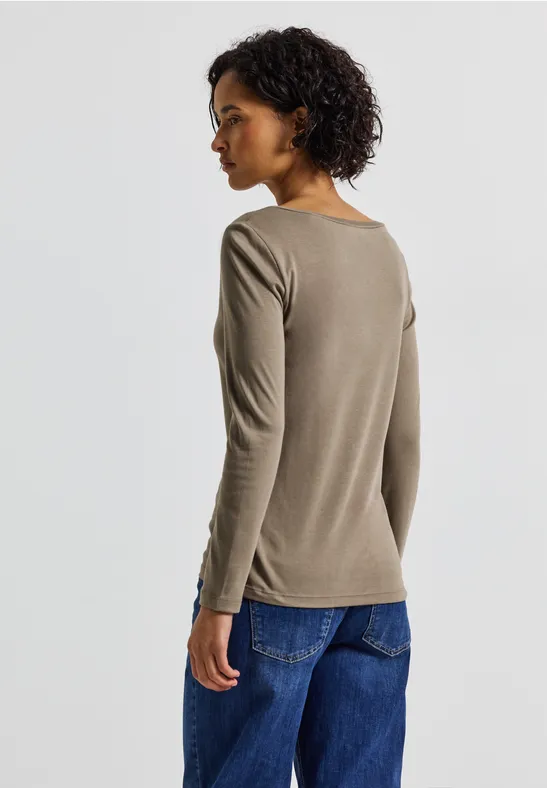 Basic Langarmshirt bark brown