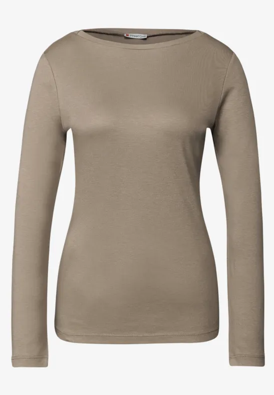 Basic Langarmshirt bark brown