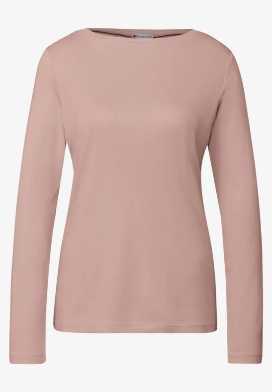 Basic Langarmshirt faded rose