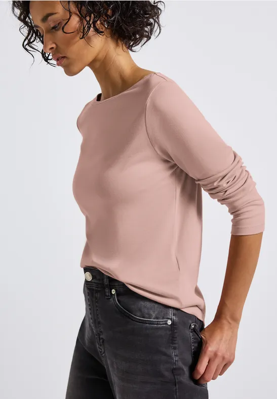 Basic Langarmshirt faded rose