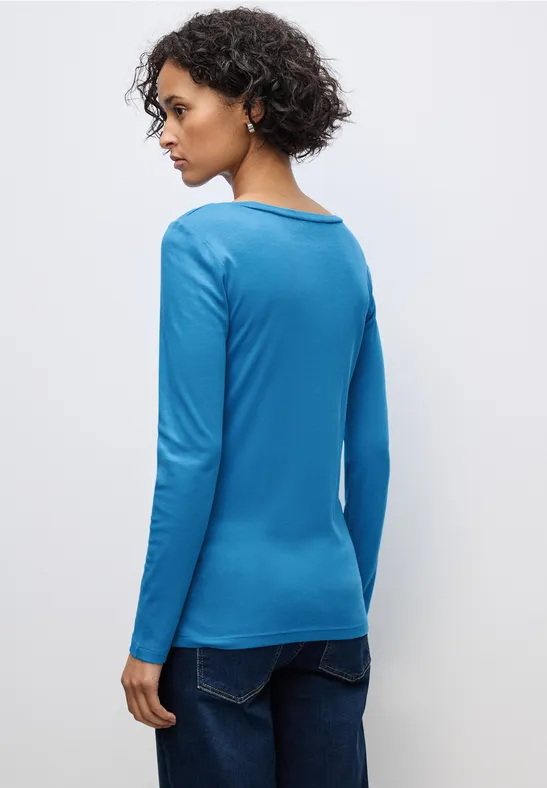 Basic Langarmshirt polaris blue