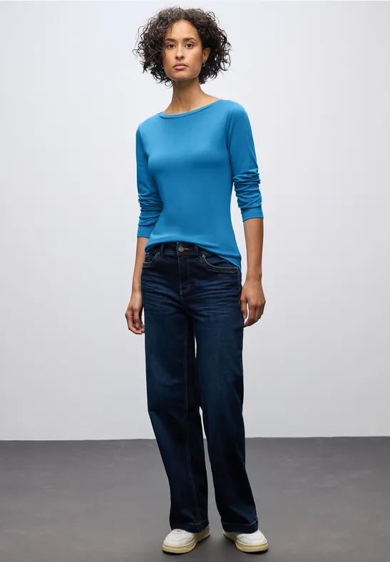 Basic Langarmshirt polaris blue