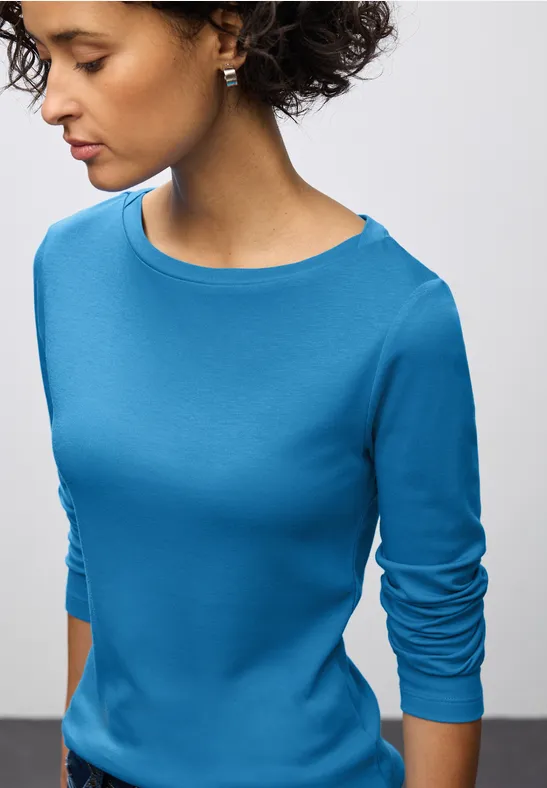 Basic Langarmshirt polaris blue