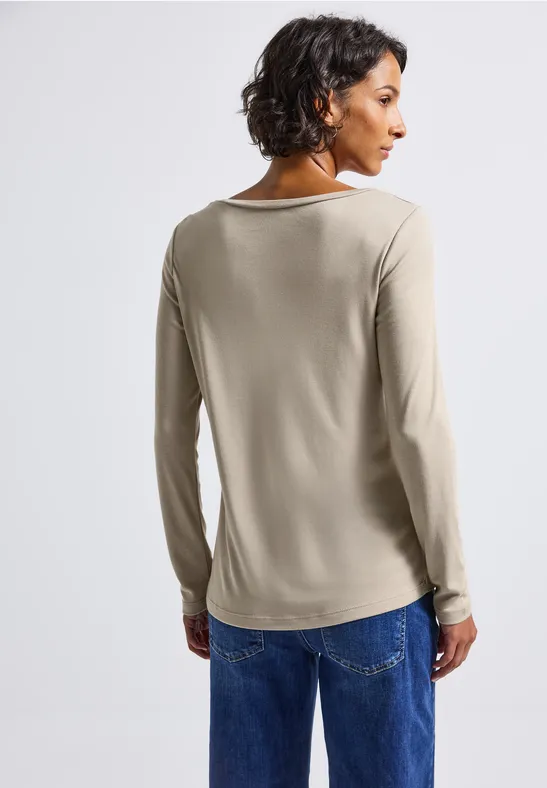 Basic Langarmshirt morning beige