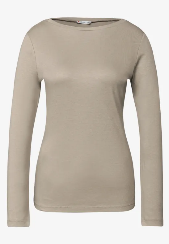 Basic Langarmshirt morning beige
