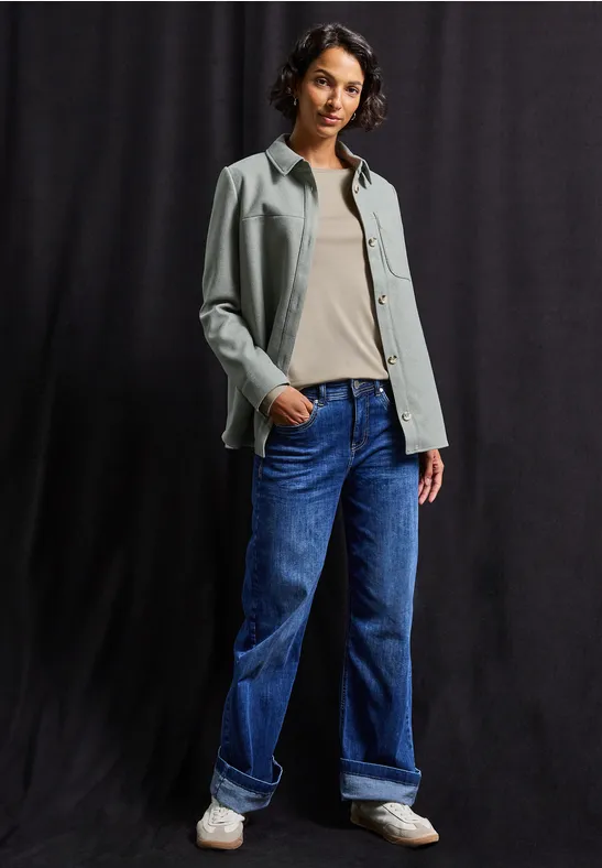 Basic Langarmshirt morning beige