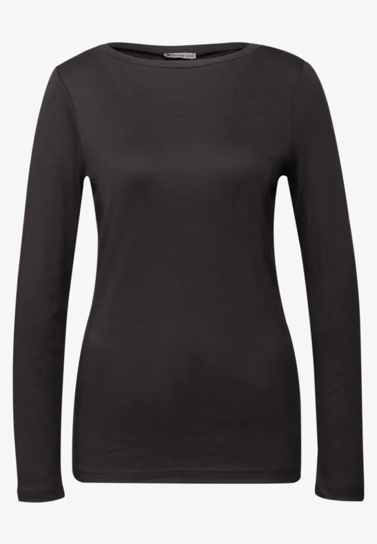 Basic Langarmshirt darkest brown