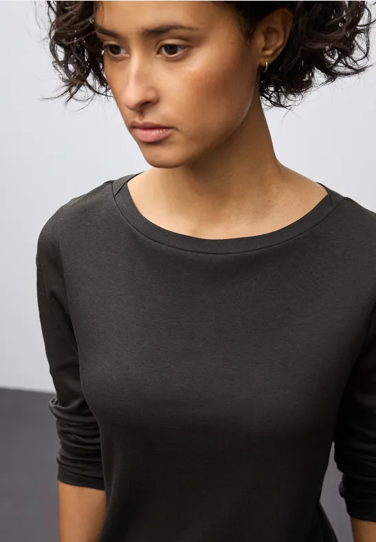 Basic Langarmshirt darkest brown