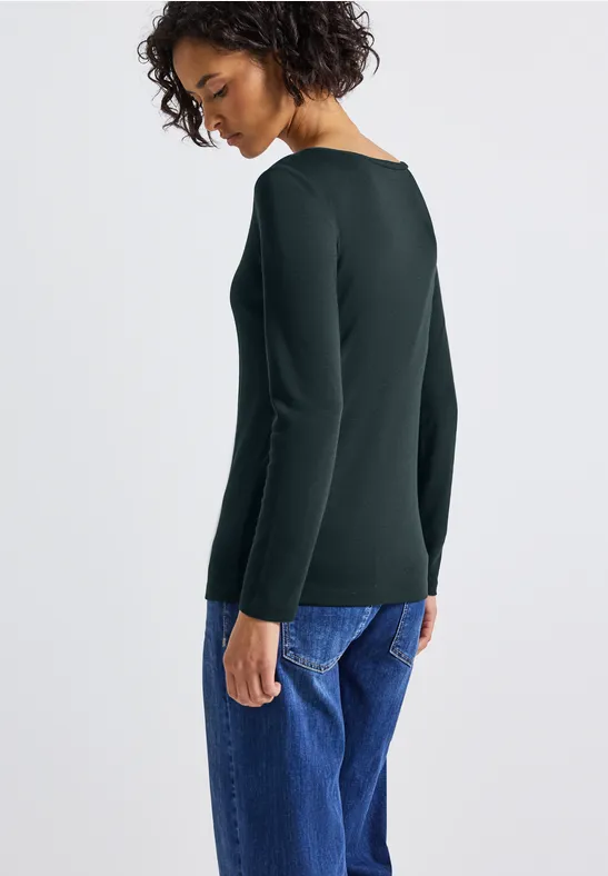 Basic Langarmshirt evernight green