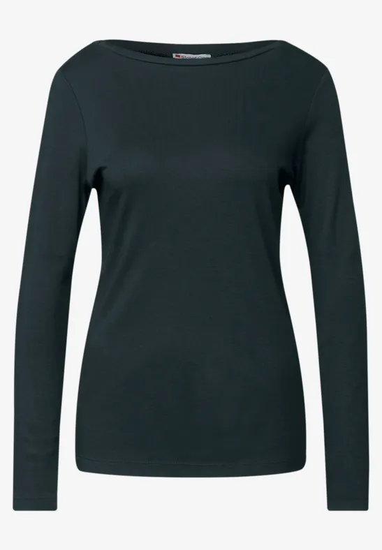 Basic Langarmshirt evernight green