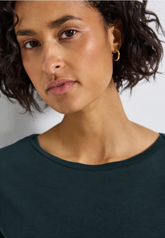 Basic Langarmshirt evernight green