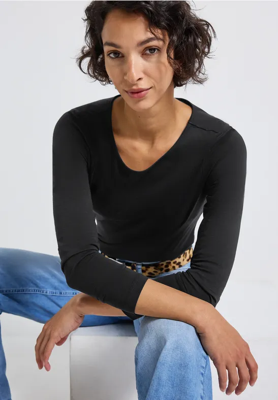 Basic shirt met lange mouwen Black