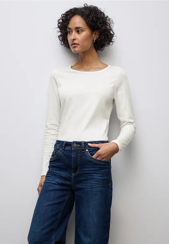 Basic Langarmshirt off white