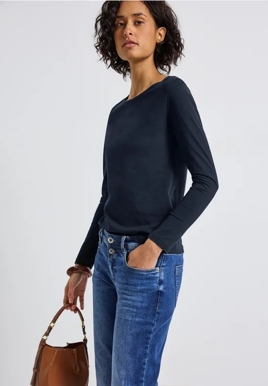 T-shirt basique à manches longues deep blue