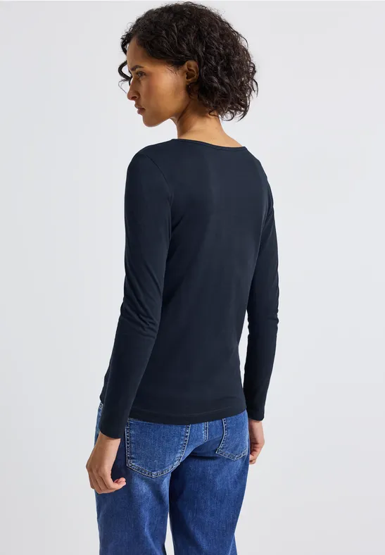 T-shirt basique à manches longues deep blue