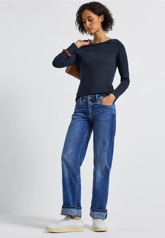 T-shirt basique à manches longues deep blue