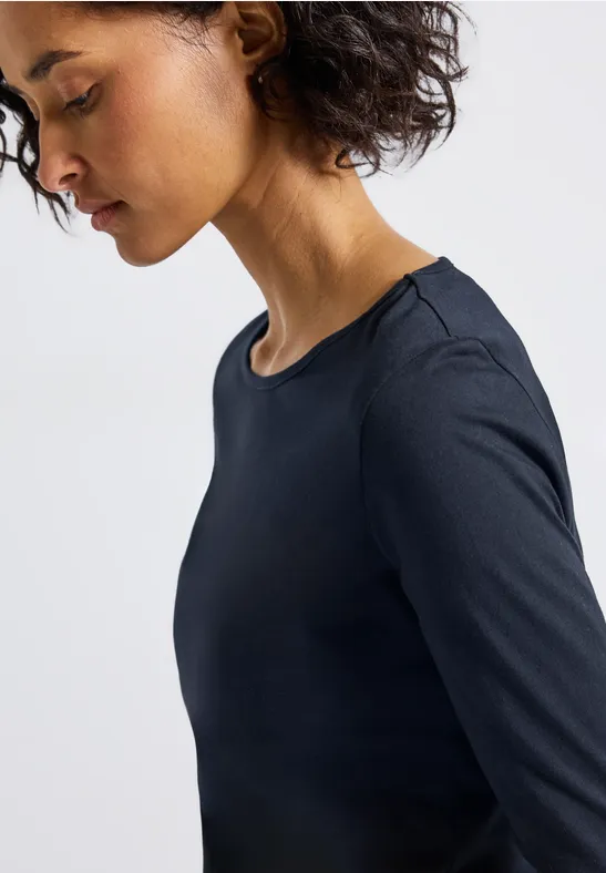 T-shirt basique à manches longues deep blue