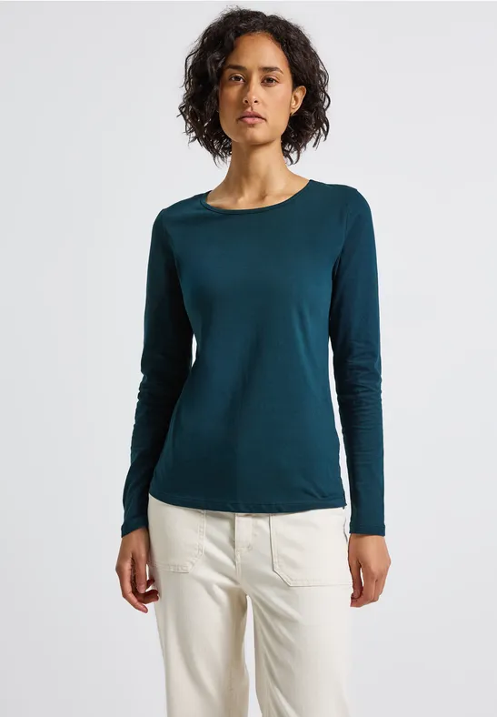 Basic shirt met lange mouwen tide blue