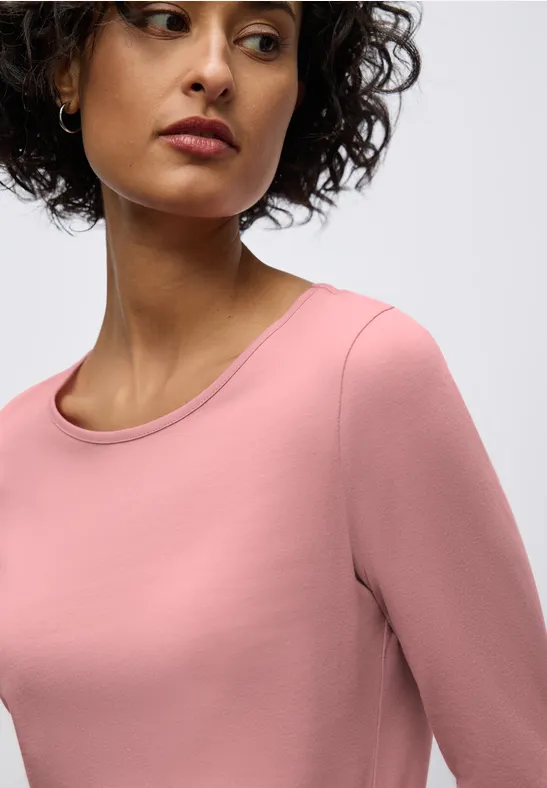 Basic Langarmshirt powder pink