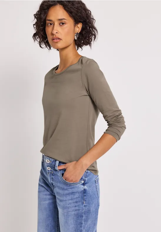 T-shirt basique à manches longues bark brown