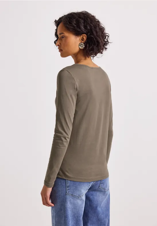 T-shirt basique à manches longues bark brown