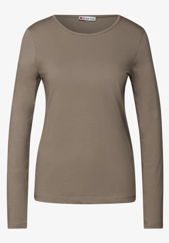 T-shirt basique à manches longues bark brown