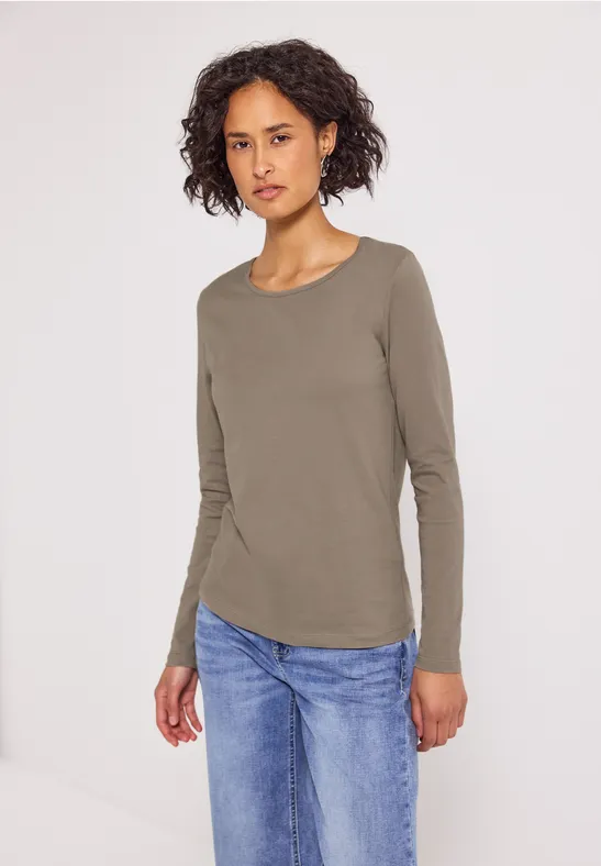 T-shirt basique à manches longues bark brown