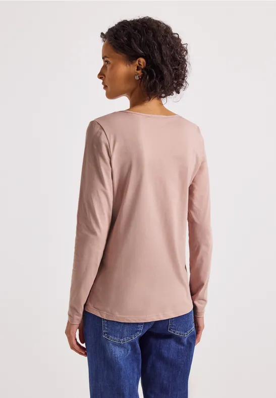T-shirt basique à manches longues faded rose