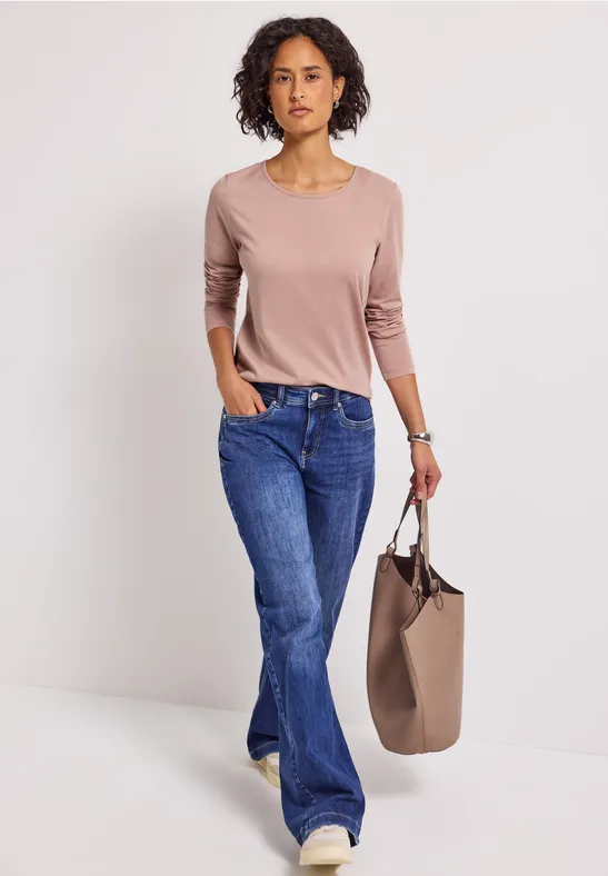 T-shirt basique à manches longues faded rose