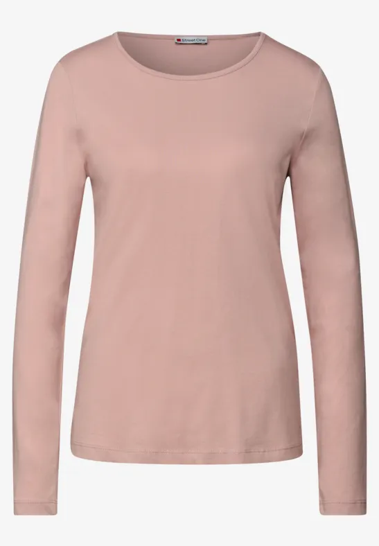 T-shirt basique à manches longues faded rose