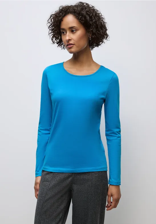Basic Langarmshirt polaris blue