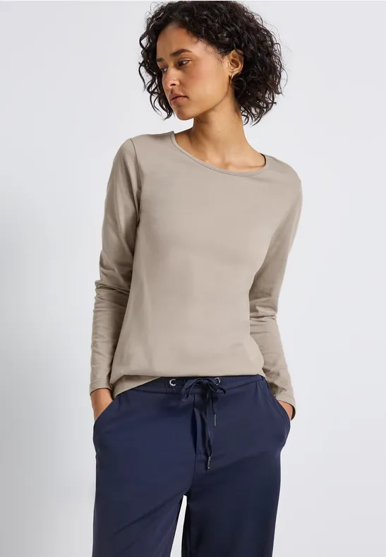 T-shirt basique à manches longues morning beige