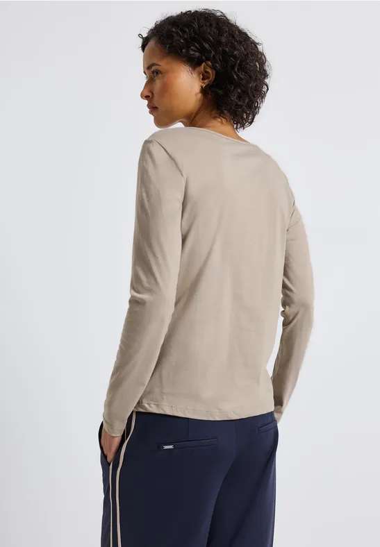 T-shirt basique à manches longues morning beige