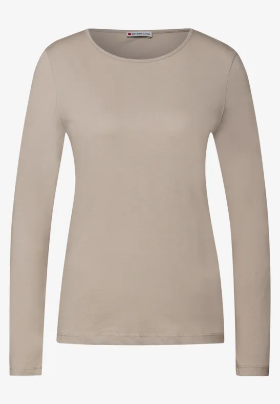 T-shirt basique à manches longues morning beige