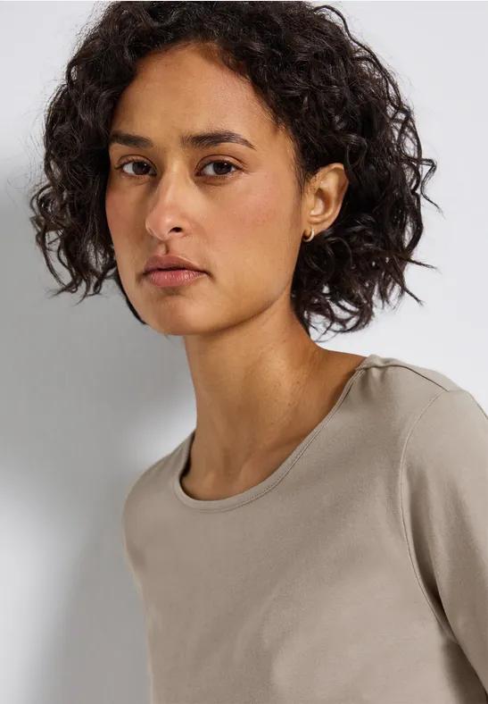 T-shirt basique à manches longues morning beige