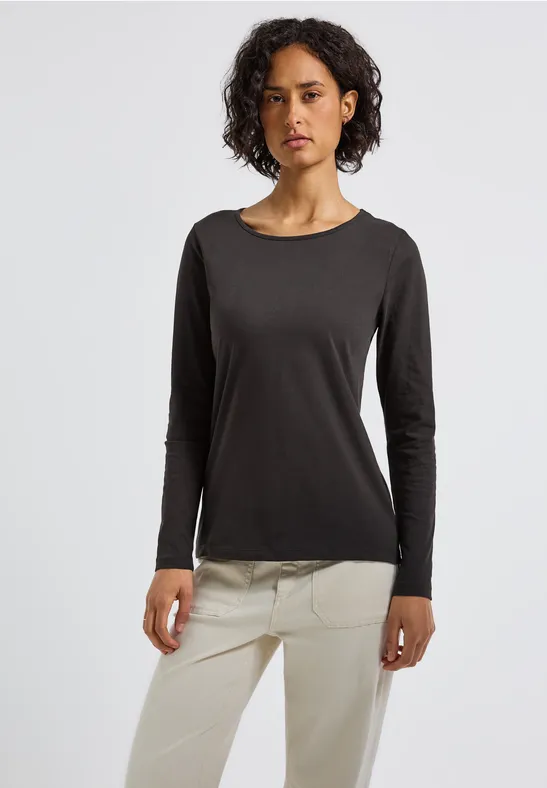 T-shirt basique à manches longues darkest brown