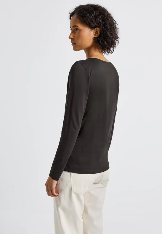 T-shirt basique à manches longues darkest brown