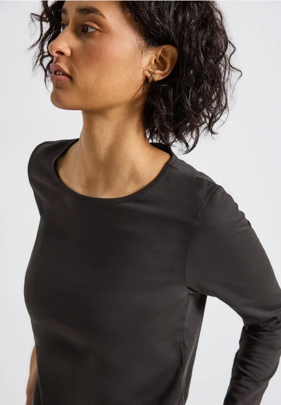 T-shirt basique à manches longues darkest brown
