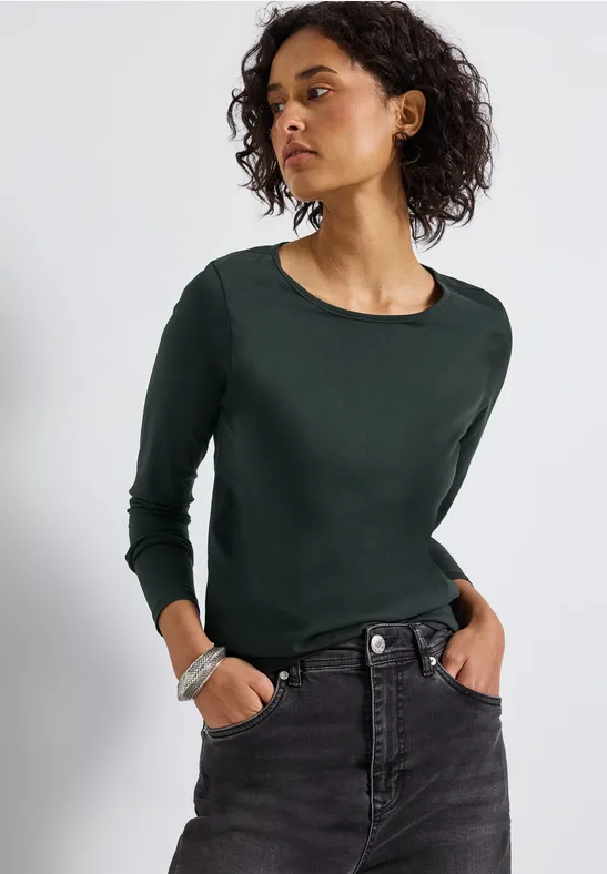 T-shirt basique à manches longues evernight green